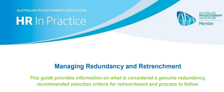 APA HR In Practice - Managing Redundancy and Retrenchment Guide - 23 March 2020